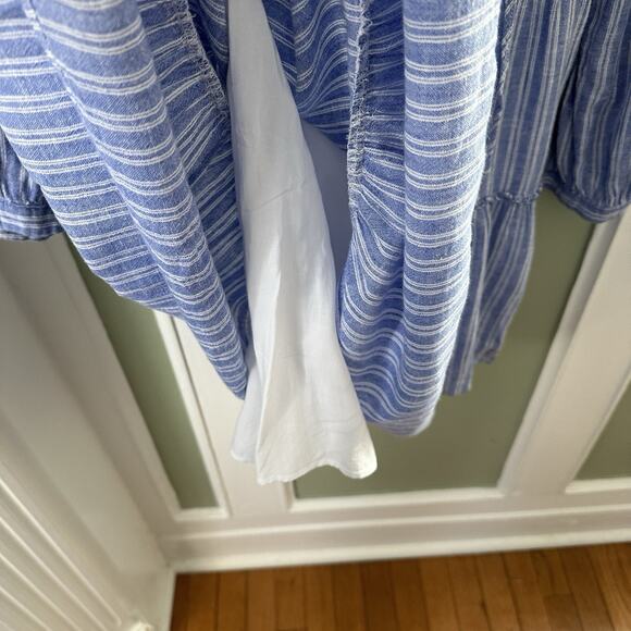 Rails Everly Ludlow Stripe Linen Blend Long Sleeve Dress Blue Size XS Flowy - Picture 6 of 10